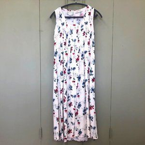 KARIN STEVENS WHITE FLORAL SLEEVELESS LONG SUMMER DRESS